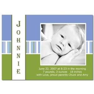  Blue Plaid Photo Baby Birth Announcements (Set of 25 