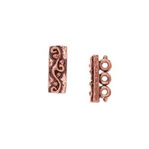  Antiqued Copper 3mm Bead Triple Strand Spacer Bar 6mm (x2 