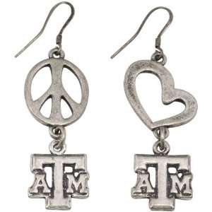    Texas A&M Aggies Pewter Peace, Love Earrings: Sports & Outdoors