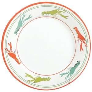 : Caspari Set of 2 Lobster Race multi colored Dinner Plate, 16 plates 