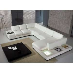  T35 Modern White Leather Sectional Sofa: Home & Kitchen