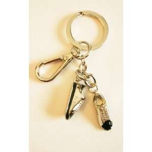  Silver Sneakers with Black Stripes Key Ring with Crystals 