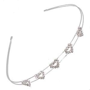  Juliet Silver Crystal Hearts hair Band Jewelry