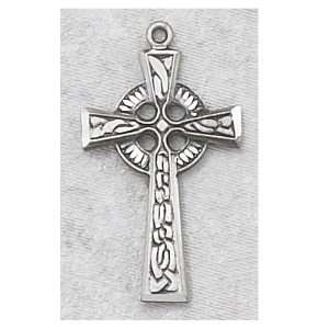  Irish Celtic Cross Medal with 18 Rhodium Chain in Gift Box. Jewelry