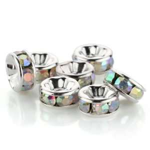  100 Pcs Swarovski Crystal Rondelle Spacer Bead Silver Plated 6mm 