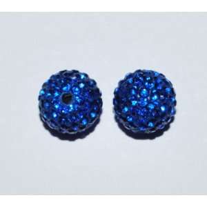  2 12mm Swarovski Rhinestone Pave Ball Beads Sapphire 