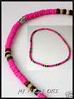 Natural Lady Surfer Necklace Pink and Brown Coco Beads 18 inch  
