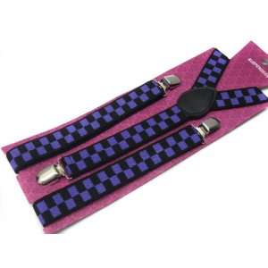  Purple and Black Checker Unisex Suspender: Everything Else