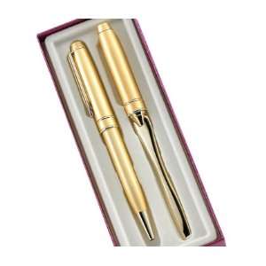   Satin Gold Ball Point Pen & Letter Opener in Gift Box: Office Products