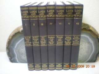 LANDS AND PEOPLES 7 VOLUME SET THE GROLIER SOCIETY 1953  