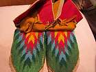   FULL BEAD TAN HIDE MOCCASINS MULTICOLORED EARTH & SUN 10 INCHES