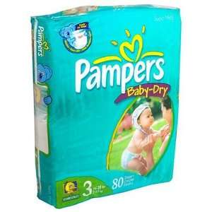  Pampers Baby Dry Diapers, Size 3, Super Mega Pack, 80 