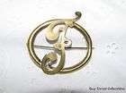 Vintage Brass Initial Monogram F Pin Broo