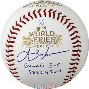 Lance Berkman Autographed 2011 World Series Baseball Inscribed GM 6 3 