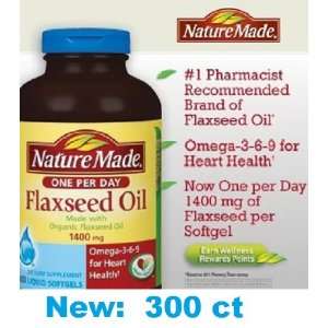 New Nature Made Organic Flaxseed Oil, Omega 3 6 9 for Heart Health 
