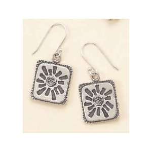  Sun Design Sterling Silver French Wire Earrings, 7/8 inch 