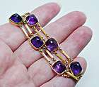 Vintage European 12ct Sugarloaf Amethyst Bracelet 18K 