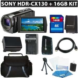 Sony HDRCX130 HDR CX130 Handycam Camcorder (Black) + 16GB SDHC Memory 
