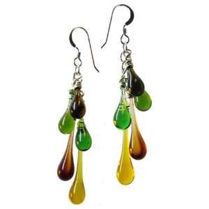  Rainforest Sundrop Cascade Earrings, glass and sterling 