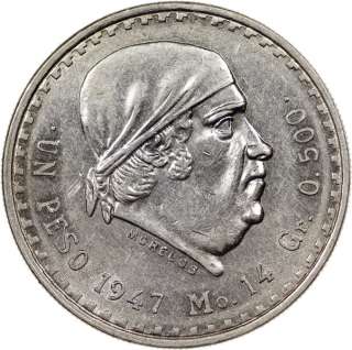 1947 MEXICO 1 PESO SILVER COIN BU  