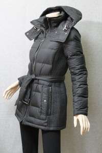 Burberry Brit Black Buckle Belt Quilted Puffer Down Jacket Coat New 