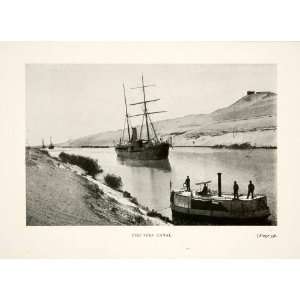 1900 Print Suez Canal Antique Ships Marine Nautical Sailing Historic 