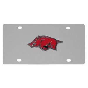  College Stainless Steel License Plate   Arkansas 