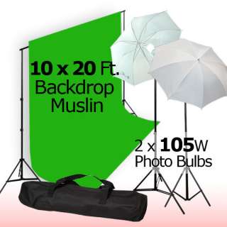 800W 10x20 Green Chromakey Backdrop Screen Studio Kit  