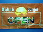 z167 OPEN Kebab Burger Cafe Shop Logo Banner Shop Sign
