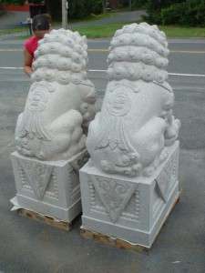 HAND CARVED GRANITE SITTING FOO DOGS 10 PICTURE 113  
