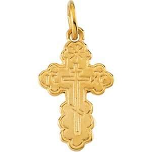  14K Yellow Gold Die Struck Orthodox Cross Pendant 
