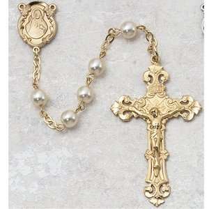  6mm GP Faux Pearl Rosary New Catholic Beads Saint St 