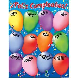   Happy Birthday (Spanish) Chart, Multi Color (7691): Office Products