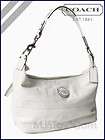 NWT Coach Signature Stripe C Stitch Leather Hobo Bag White Handbag 