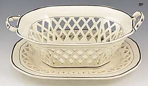   Staffordshire Creamware Basket & Underplate Andrew Stevenson 1816 1830