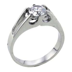    Round Cathedral Set Cubic Zirconia Promise Ring: Pugster: Jewelry
