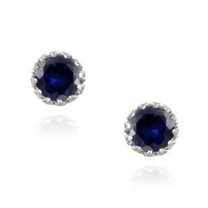 Icz Stonez Sterling Silver Lab created Sapphire Stud Earrings (2.1ct 