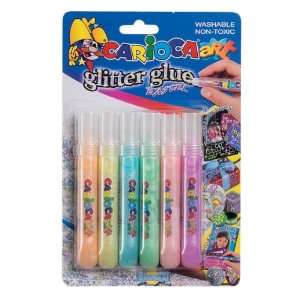  Carioca Glitter Glue Pens (Set of 6 Pastel Colors): Toys 