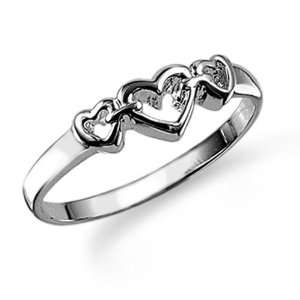  Sterling Silver Heart Link Rings, 5 Jewelry