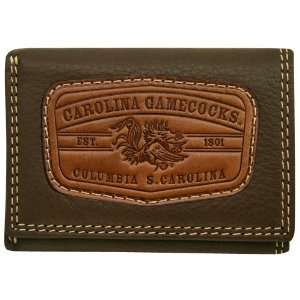  South Carolina Gamecocks Brown Leather Tri Fold Wallet 