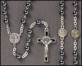HEMATITE TRADTIONAL ST. BENEDICT PROTECTION ROSARY  