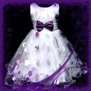 Purple Bridesmaid Girls Party Dresses Up SZ 3 4 5 6 7 8  