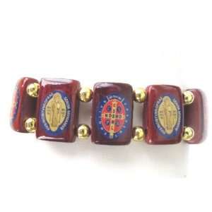 Blessed By Pope Benedict XVI St. Saint Benedict Medals Wood Bracelet 