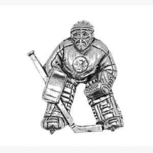  Pewter Pin Badge Sport Ice Hockey Net Minder