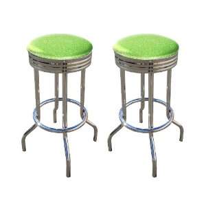 MAN CAVE Green Glitter Vinyl 29 Specialty Chrome Barstools Bar 