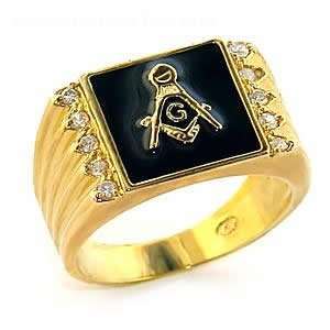  Mens Jewelry   Square Masonic Gold Ring SZ 12 Jewelry