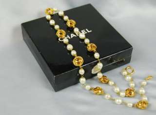 Vintage Authentic Chanel 34 Necklace Faux Pearls with Box and Tag 