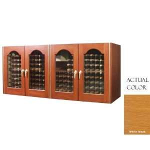   Four Door Wine Cellar Credenza   Glass Doors / Whitewash Cabinet