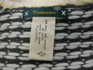 Cartonnier Anthropologie Grey yellow Ivory Crop Wool Top sweater S 