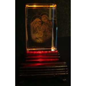   Holy Family Laser Etched 3D Crystals. Size 2x2x3 